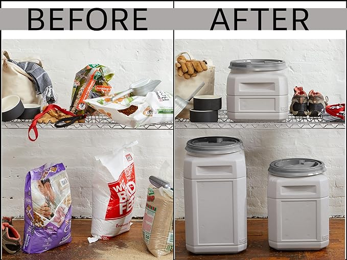 Mighty Tuff 13 Gallon/up to 54 Pound Pet Food Storage Container with Airtight Lid and Built-In Handles for Easy Transport, BPA Free, Made for Durable and Versatile Storage