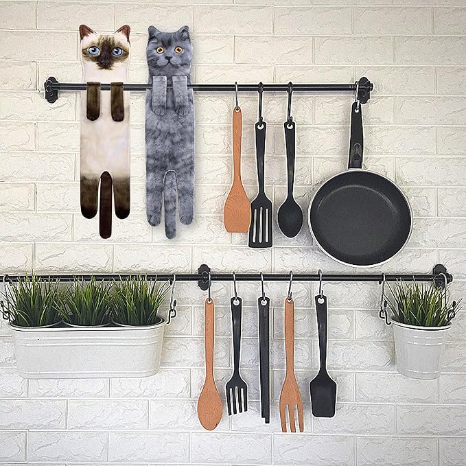 Cat Funny Hand Towels for Bathroom Kitchen - Cute Decorative Cat Decor Hanging Washcloths Face Towels Super Absorbent Soft - Mothers Day Easter House Warming Birthday Gifts for Women Cat Lovers