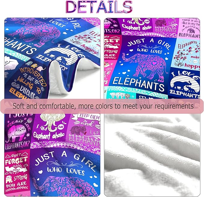 Elephant Blanket Ultra Soft Flannel Throw Blanket Lightweight Cozy Plush Blanket for Elephant Gifts for Lovers 60"X50"