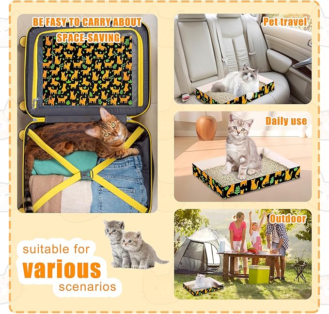 30 Pack Disposable Cat Litter Box, Foldable Paper Litter Box, Travel Cat Litter Box,Non Clumping Durable and Waterproof,Low Entry Easy Disposal,Portable(13.6x9.7x1.9 in)