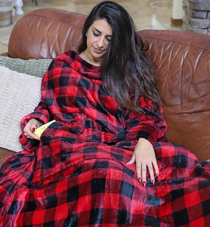 Solaris Wearable Blanket with Sleeves for Adults, Softness Comfort Warmth Fleece Gift for Women Men, Snuggy Body Throw TV Blanket for Home Office Lounge, Gift for Your Lover