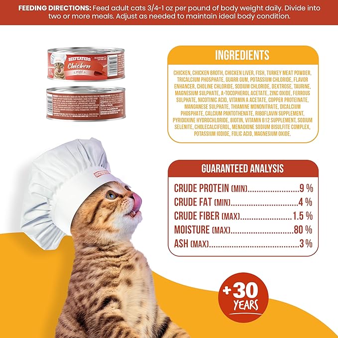Beefeaters Cat Treats - Chicken Pate 3oz, Case of 24 | Nutrient-Rich Wet Cat Food, Essential Vitamins & Taurine, No Artificial Additives | Supports Immune System & Vision | Training Treats