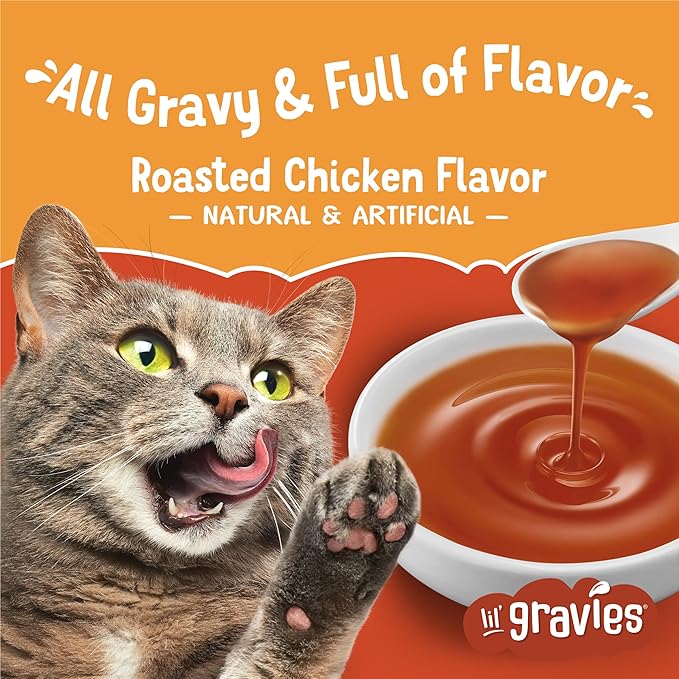 Purina Friskies Lil' Gravies Roasted Chicken Flavor Cat Food Lickable Cat Treats - (Pack of 16) 1.55 oz. Pouches