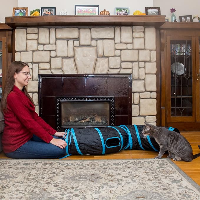 PetLike S Way Cat Tunnel Collapsible Pop-up Pet Tube Hideaway Play Toy with Ball (S-Way, Brown)