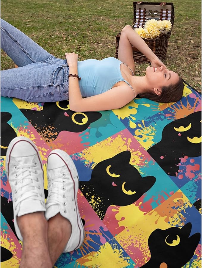 Cute Black Cats Blanket Throw Super Soft and Cozy Blankets for Home Decoration, Couch, Bed, Sofa 60 in x 50 in Medium for Teen for All Seasons