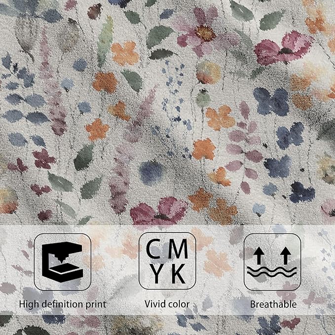 Watercolor Flowers Bathroom Hand Towel Set of 2,Vintage Botanical Floral Leaves Fingertip Kitchen Hand Towel,Soft Absorbent Decorative for Hotel Gym Yoga Home Decor