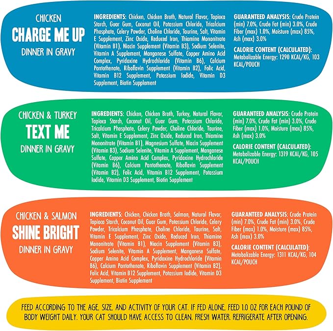 Weruva B.F.F. OMG - Best Feline Friend Oh My Gravy!, Yippy Ki Yay Yellows! Variety Pack, 2.8oz Pouch (Pack of 12)