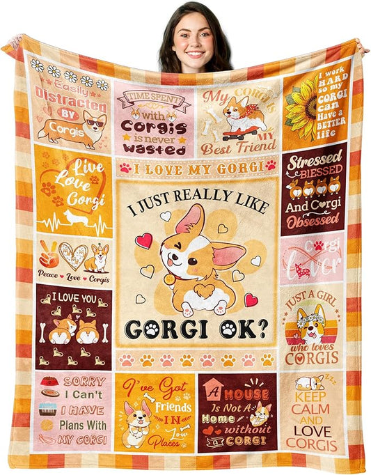 Corgi Blanket Gifts for Girls Women, Corgi Gift for Corgis Lovers Room Decor, Corgis Throw Blanket 60" x 50"