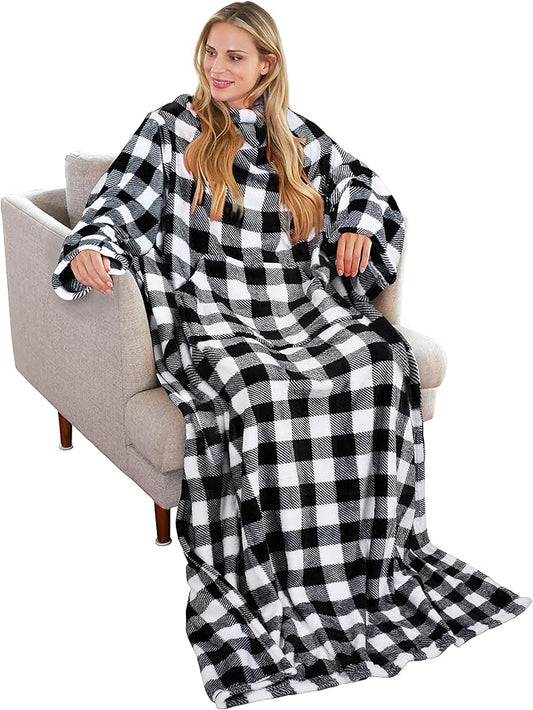 Solaris Wearable Blanket with Sleeves for Adults, Softness Comfort Warmth Fleece Gift for Women Men, Snuggy Body Throw TV Blanket for Home Office Lounge, Gift for Your Lover