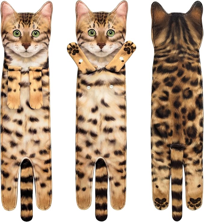 Cat Hand Towels for Kitchen Bathroom - Cute Cat Decor Gadgets - Hanging Soft Absorbent Hand Face Towel - Funny Birthday Mothers Day Housewarming Holiday Unique Gifts for Women Mom Lady Cat Lovers