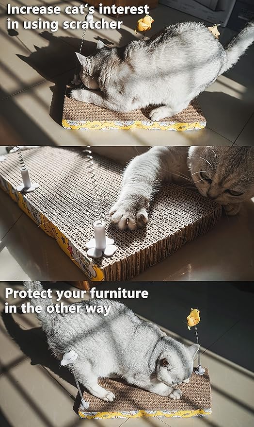 3 Pack Cat Teaser Wands Plug on Cardboard Cat Scratcher