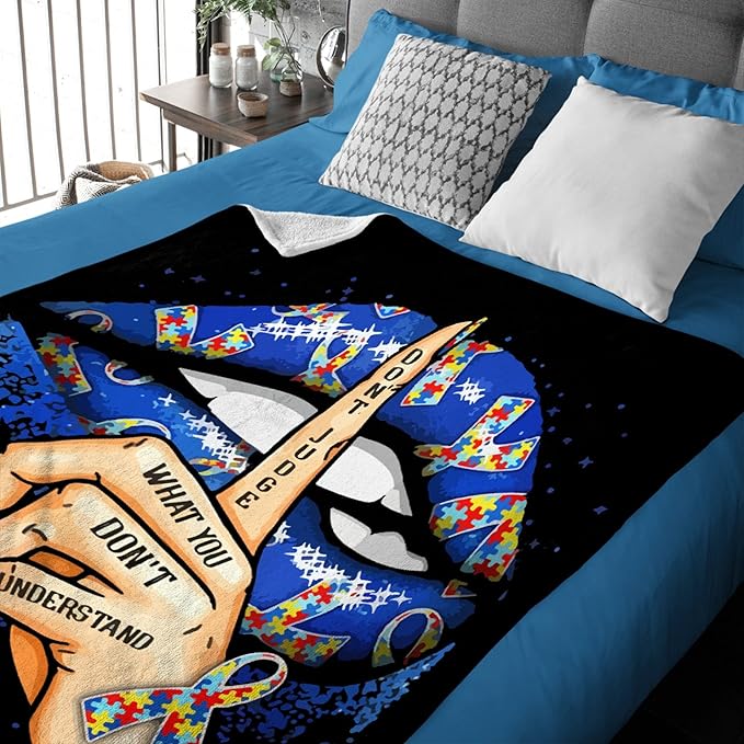 Autism Awareness Blanket Throw Super Soft and Cozy Blankets for Home Decoration, Couch, Bed, Sofa 80"x60" Large for Adult for All Seasons