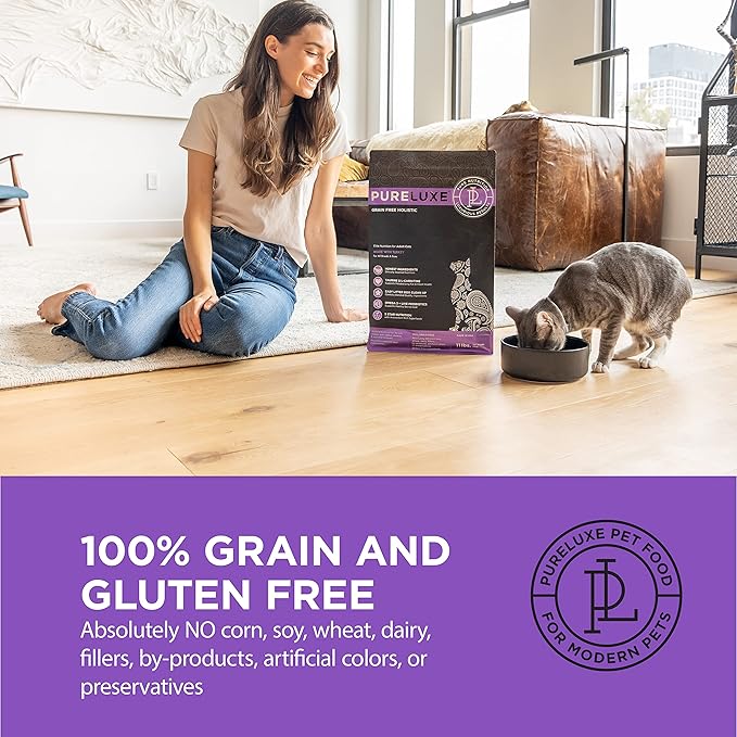 PURELUXE Gluten and Grain Free Cat Food, Adult Cat Elite Nutrition, Turkey, for All Life Stages and Breeds, Made in The USA, 11lbs