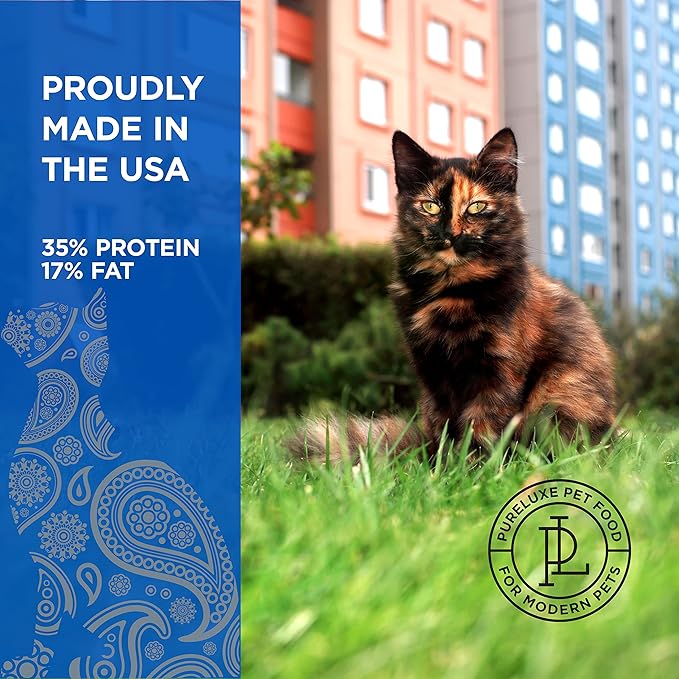 PURELUXE Grain and Gluten Free Cat Food, Finicky Cat Elite Nutrition, Chicken, Chickpeas, and Salmon, for All Life Stages and Breeds, Made in The USA, 3.3lbs