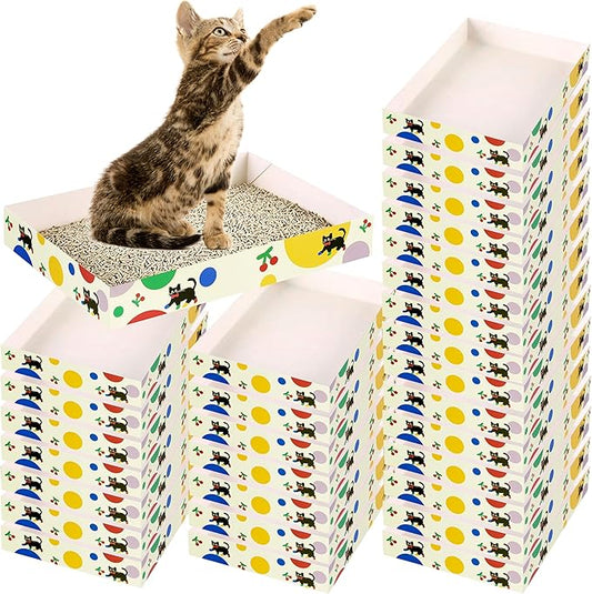 30 Pack Disposable Cat Litter Box, Foldable Paper Litter Box, Travel Cat Litter Box,Non Clumping Durable and Waterproof,Low Entry Easy Disposal,Portable(13.6x9.7x1.9 in)