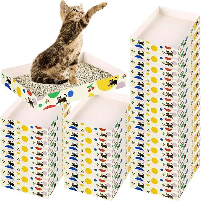 30 Pack Disposable Cat Litter Box, Foldable Paper Litter Box, Travel Cat Litter Box,Non Clumping Durable and Waterproof,Low Entry Easy Disposal,Portable(13.6x9.7x1.9 in)