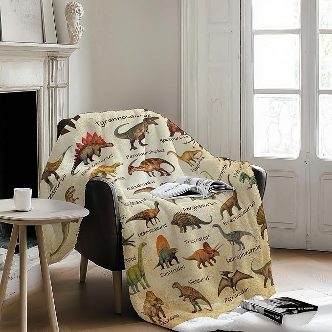 Dinosaur Blanket for Kids, Educational Gifts for Dinosaur Lovers Children Boy Girl, Jurassic World Dinosaurs Throw Blanket Ultra-Soft Skin-Friendly for Sofa Bed Home Dino Room Decor 50 * 40in