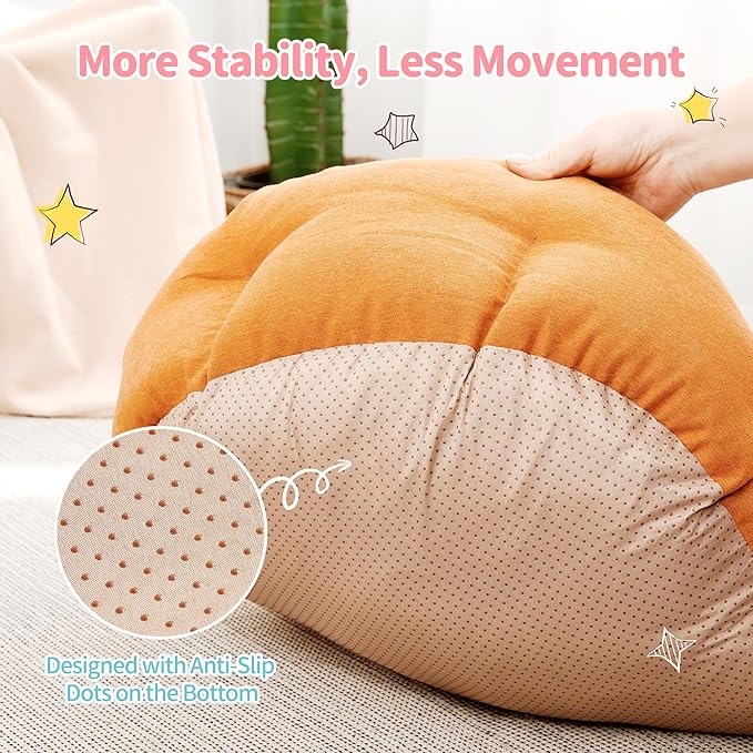 Made4Pets Cat Beds for Indoor Cats - Dog Beds for Small Dogs, Round Pet Bed for Puppy and Kitten, Washable Dog Bed with Anti-Slip Bottom, Removable Dual-Fabric Cushion for All Season, Orange