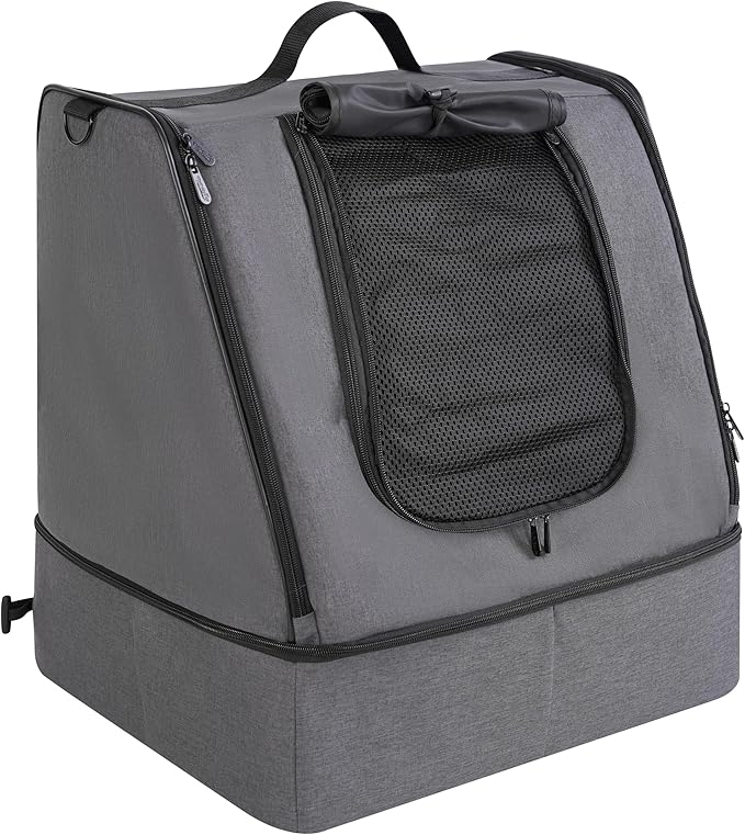 apollo walker Portable Cat Travel Litter Box with Zipped Waterproof Bag,No Collapse with Hard Base Insert at Bottom, No Leakage, No Smell, Easy to Carry, Easy to Use in Hotels, Car Gray