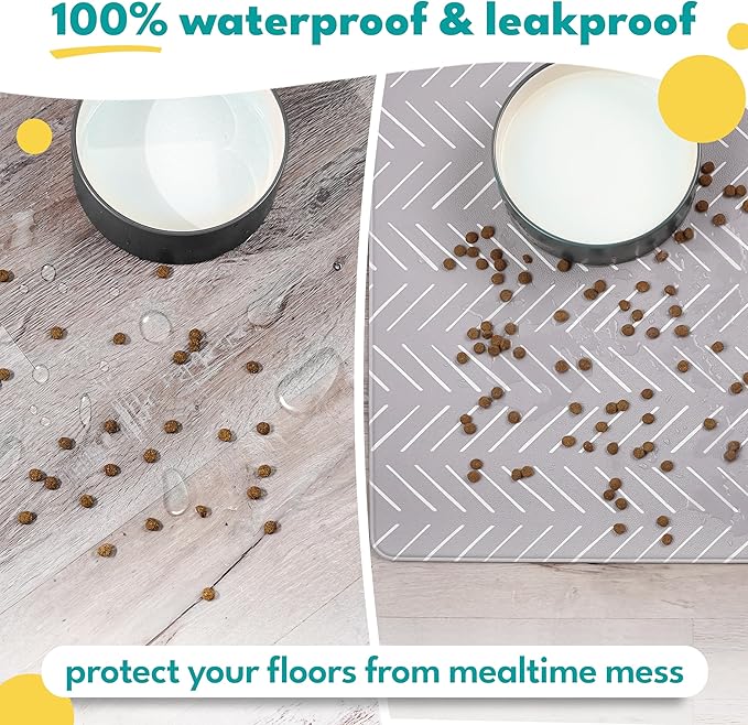 NALALAS Large Dog Mat for Food and Water, Cat Feeding Mat | Large Waterproof Dog Bowl Mat | Non-Slip Pet Food Mat for Floors | Dog Food Mats for Floors, Pet Mats for Food and Water | Easy to Clean