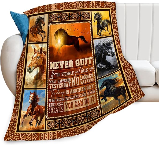 Horse Blanket Western Horse Decor Throw Blanket Super Warm Soft Plush Lightweight Fleece Flannel Winter Horse Blanket for Girls Women Horse Lovers Boys Baby Kids for Couch Sofa Bedding 40"X50"