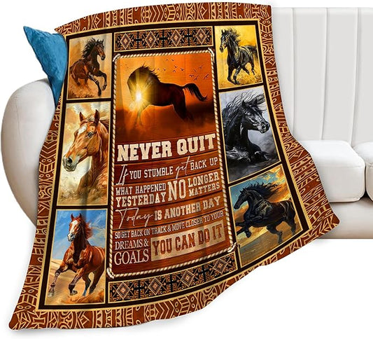 Horse Blanket Western Horse Decor Throw Blanket Super Warm Soft Plush Lightweight Fleece Flannel Winter Horse Blanket for Girls Women Horse Lovers Boys Baby Kids for Couch Sofa Bedding 40"X50"
