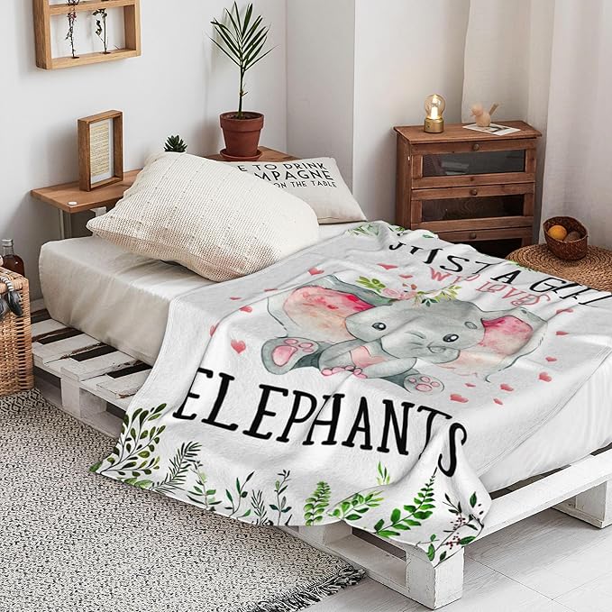 Soft Flannel Elephant Throw Blanket for Kids & Adults - 50"x40"