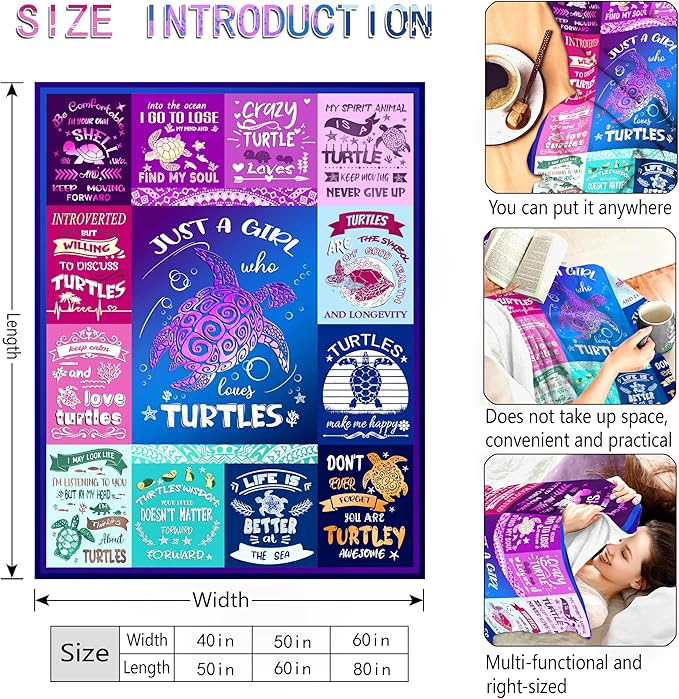 Turtle Blanket Ultra Soft Flannel Throw Blanket Lightweight Cozy Plush Blanket for Gifts for Turtle Lovers 50"X40"