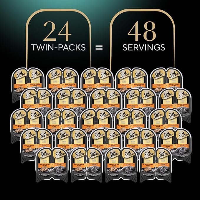 Sheba Perfect Portions Wet Cat Food Cuts in Gravy With Roasted Chicken Entree, 2.6 oz., Twin-Pack Trays (24 Count, 48 Servings)