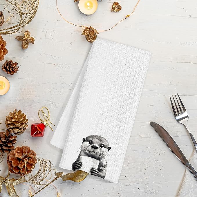 Otter Hand Towels for Bathroom - Gifts for Women and Lovers, Sea Otter Decor, Kids and Animal Bathroom Accessories, 16x24 Inch