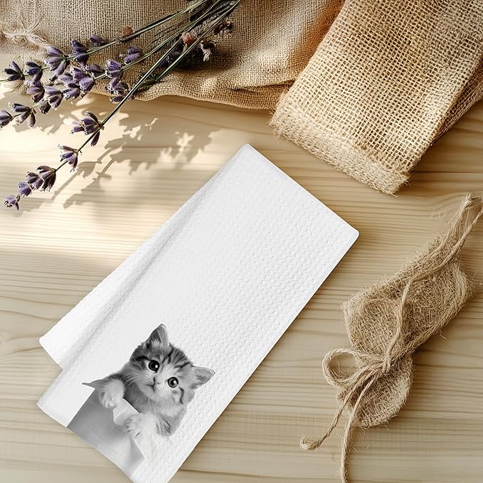 Funny Cat Hand Towels, Cat Gifts for Women Cat Lovers, Cat Mom Gifts, Cat Bathroom Hand Towels, Cute Hand Towels for Bathroom, Cat Bathroom Decor, 16x24 Inch