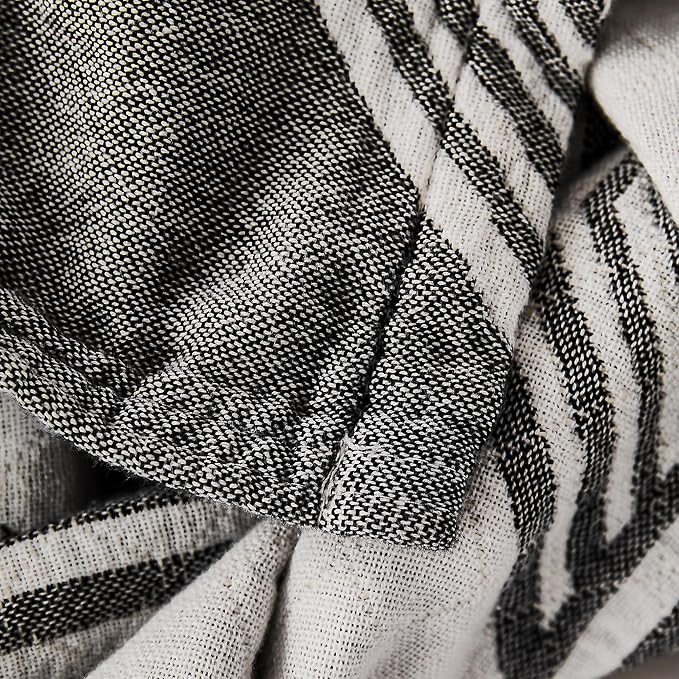 MEJU Black Modern Checks Fashion Stripe All Season Blanket Decorative for Bed Sofa Couch 100% Cotton 3 Layer Soft Warm Reversible Bedspread Throw Blanket Bed Coverlet Sheet Black F/Q 80 in x 90 in