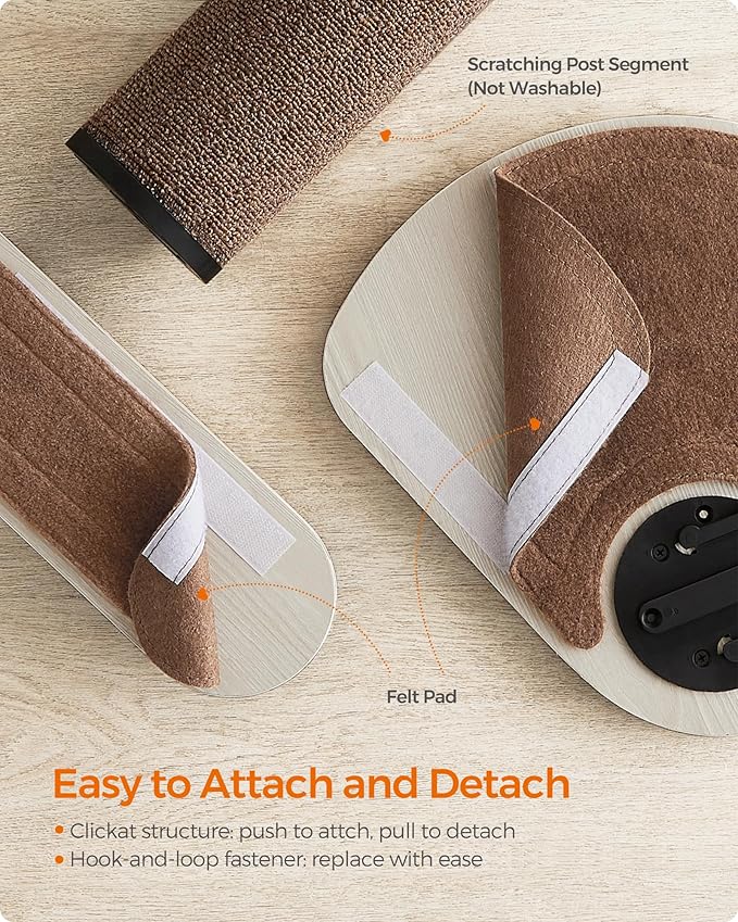 Feandrea Clickat Collection - No.006 Cat Scratching Post Spare Part Kit, Replacement Post Segment, Machine Washable Felt Pads, Easy to Attach and Detach