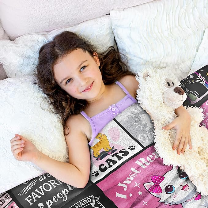 Cat Blanket, Cats Gifts for Girls Women, Cat Gift for Cats Lovers, Birthday Gifts Decor Throw Blanket 50" x 40"