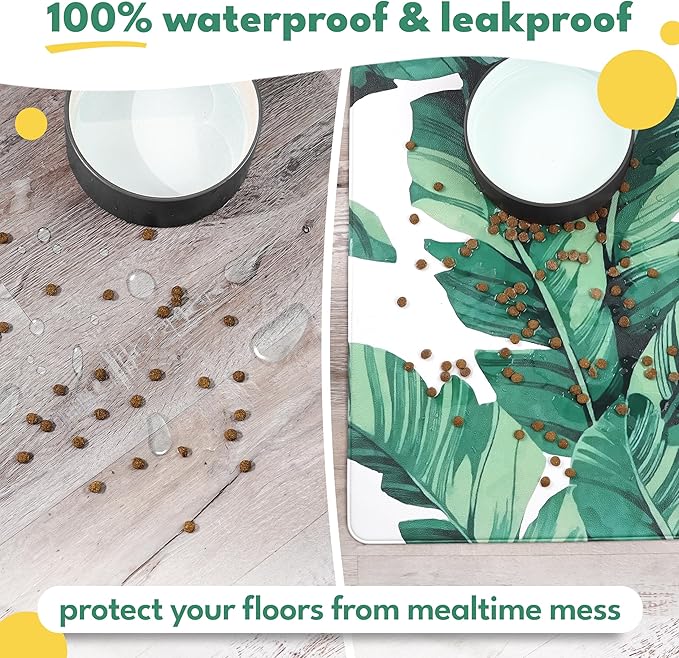 NALALAS Large Dog Mat for Food and Water, Cat Feeding Mat | Large Waterproof Dog Bowl Mat | Non-Slip Pet Food Mat for Floors | Dog Food Mats for Floors, Pet Mats for Food and Water | Easy to Clean