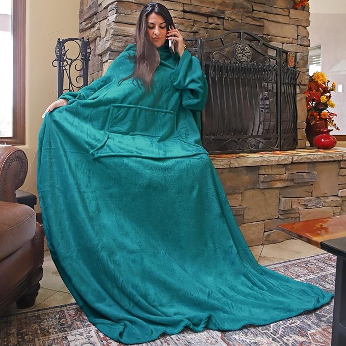 Solaris Wearable Blanket with Sleeves for Adults, Softness Comfort Warmth Fleece Gift for Women Men, Snuggy Body Throw TV Blanket for Home Office Lounge, Gift for Your Lover