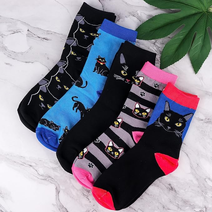 Belloxis Black Cat Socks for Women - Birthday & Golf Gifts for Teenage Girls