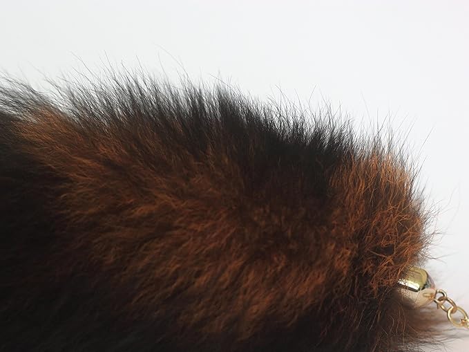 Fosrion Real Colored Yellow Silver Fox Tail Fur Hair Cat Bites Hunting Catching Accompanying Toy (Tanned Orange, Only Tail)