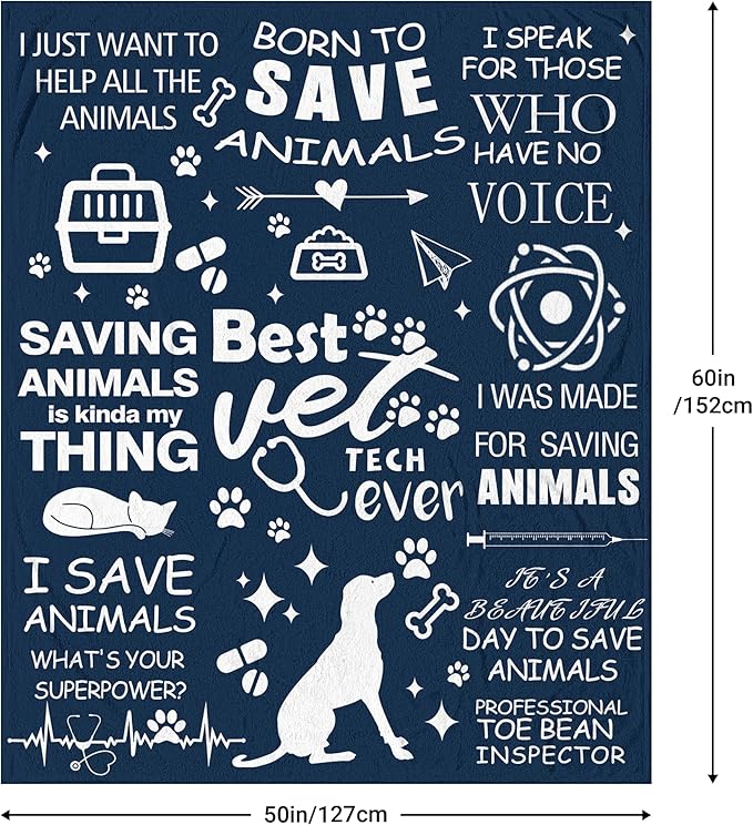 Vet Tech Gifts, Vet Tech Week Gifts, Vet Tech Week Gifts Bulk, Vet Tech Appreciation Gifts, Best Veterinarian Gifts, Best Vet Tech Ever Gift, Veterinary Technician Week Gifts Blanket 60"X50"