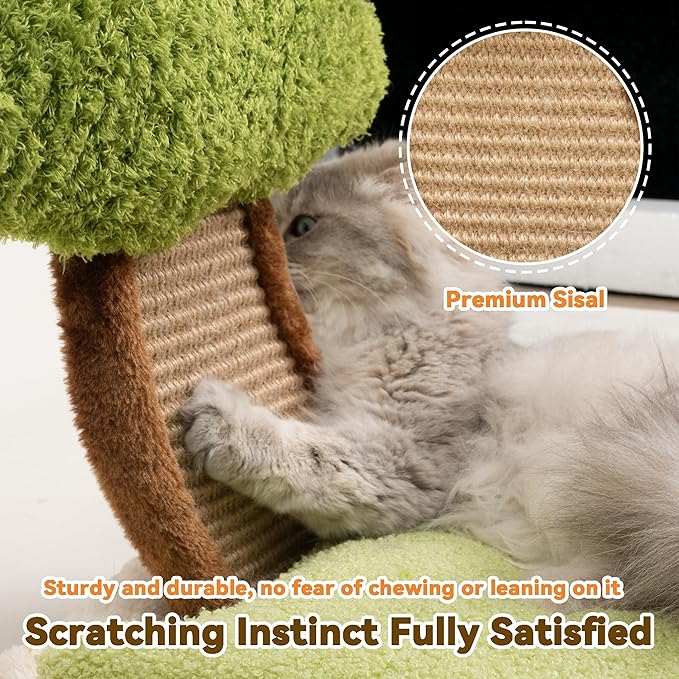 Meowoou Cat Bed with Scratching Pad (15.7''x19.7''), Soft Bed for Indoor Cats and Kitten, Detachable Washable Square Faux Fur Pad Cat Bed with Mountain View