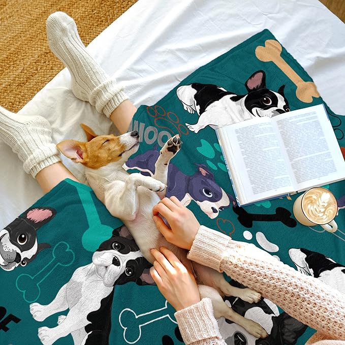 Boston Terrier Blanket Soft Cozy Boston Terrier Throw Blankets for Kids Girls Women Adults Dog Lover Gifts 60"X50"
