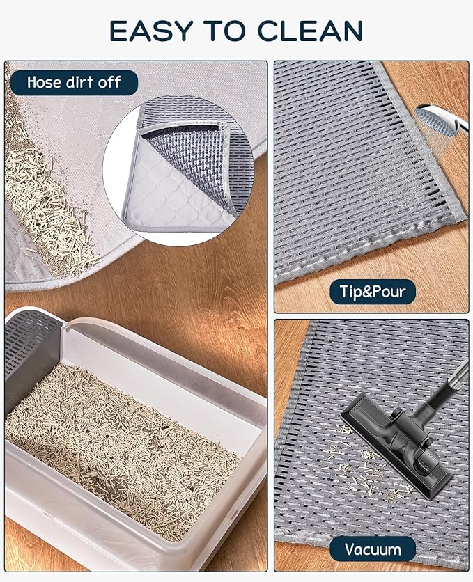 BurgeonNest 45"x 32" Cat Litter Mat, Washable Extra Large XL Kitty Litter Trapping Mat, Smooth and Comfortable Material