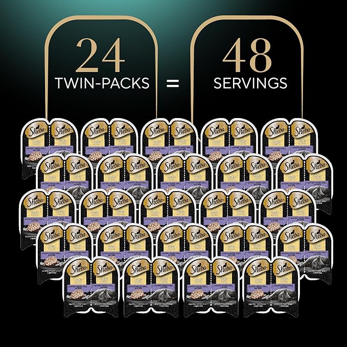 Sheba Perfect Portions Wet Cat Food Cuts in Gray Savory Mixed Grill Entree, 2.6 oz. Twin-Pack Trays (24 Count, 48 Servings)