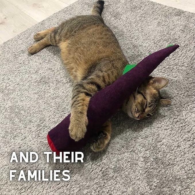 Large Cat Toy Dino, Catnip Matatabi Silvervine Filled Help Relief Stress Interactive Indoor Cat Kicker with Bell and Smell (Purple)