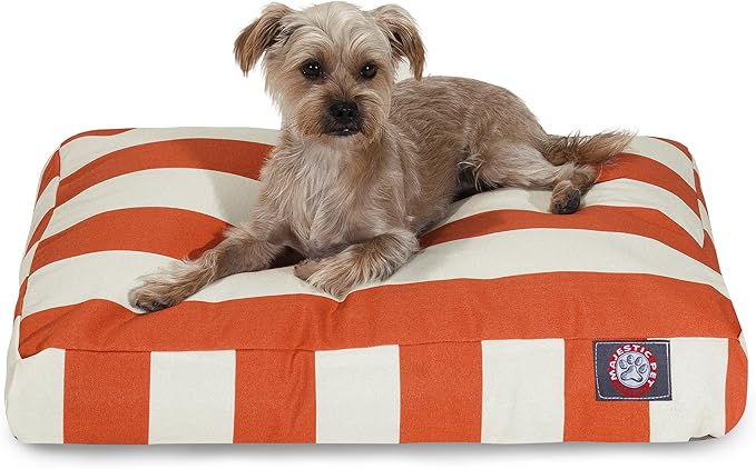 Majestic Pet Rectangle Small Dog Bed Washable – Non Slip Comfy Pet Bed – Dog Crate Bed with Removable Washable Cover – Dog Kennel Bed for Sleeping - Dog Bed Small Breed 27x20x4 Inch – Burnt Orang
