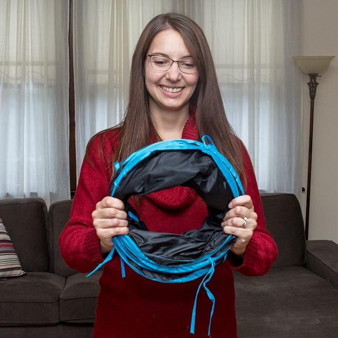 PetLike S Way Cat Tunnel Collapsible Pop-up Pet Tube Hideaway Play Toy with Ball (S-Way, Brown)