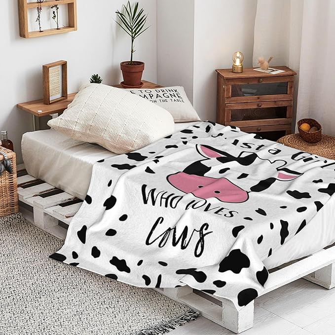 Soft Flannel Cow Throw Blanket for Kids & Adults - 80"x60"