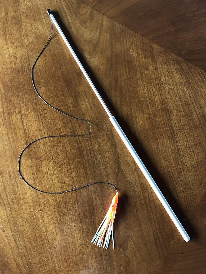 Dynamic Cat Toy | Interactive Play with Squid Orange/Yellow, Feather Teaser | Handcrafted in The USA