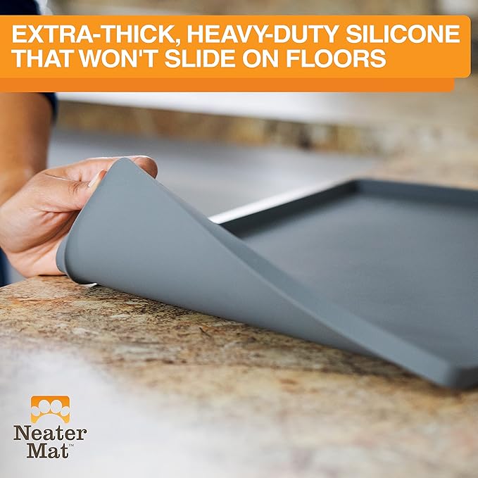 Neater Pet Brands Neater Mat Pet Mats for Food and Water, Dog Bowl Mat Waterproof Silicone, Pet Mat for Dog or Cat, Dog Food Mats for Floors Waterproof, Dog Water Mat & Dog Food Mat with Raised Edge