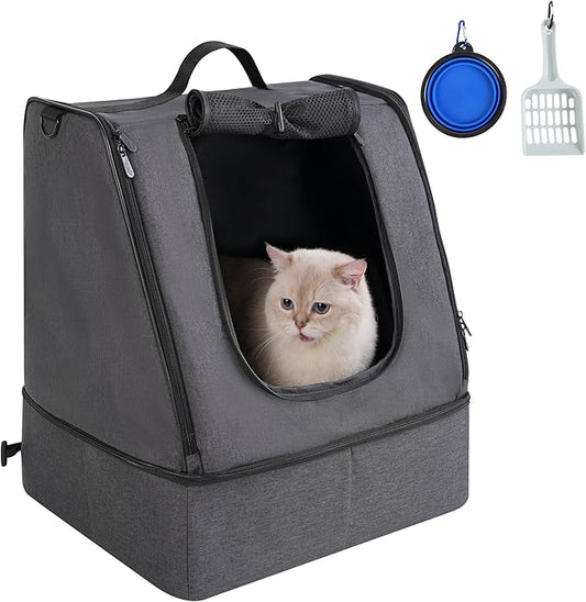 apollo walker Portable Cat Travel Litter Box with Zipped Waterproof Bag,No Collapse with Hard Base Insert at Bottom, No Leakage, No Smell, Easy to Carry, Easy to Use in Hotels, Car Black